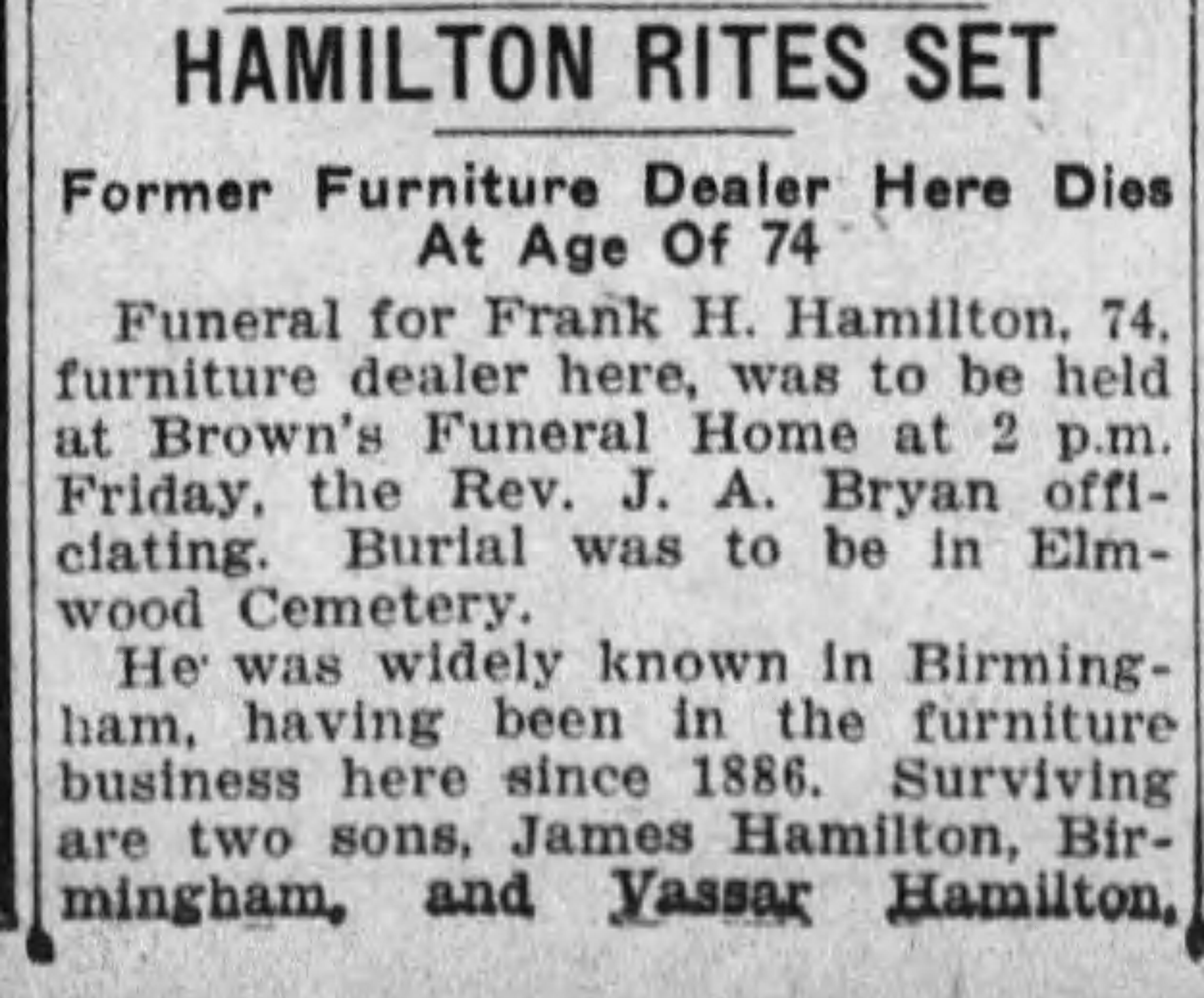 Frank H. Hamilton obituary